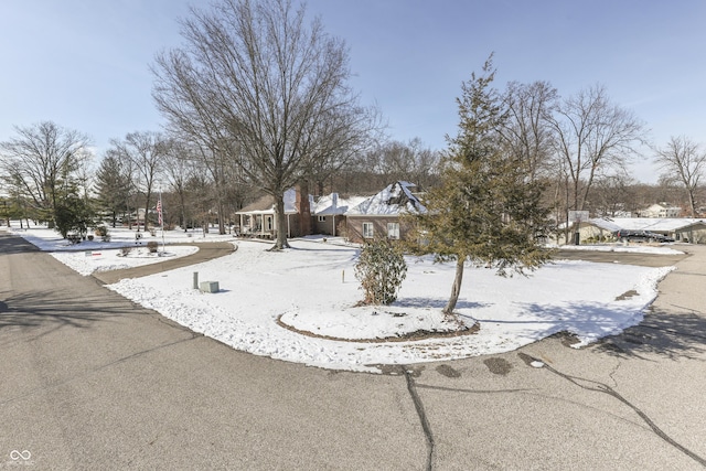 view of yard layered in snow