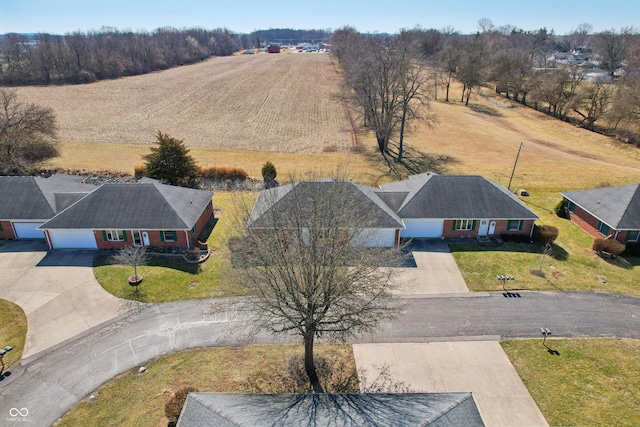 bird's eye view with a rural view