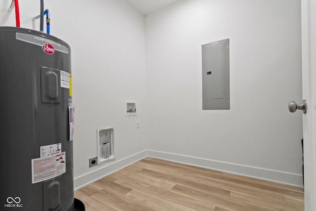 utilities featuring water heater and electric panel