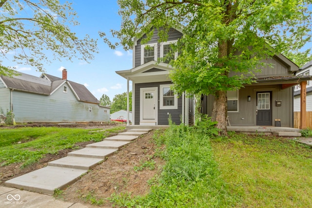 view of front of home with a front yard