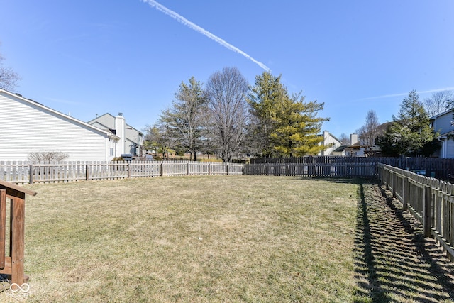 view of yard featuring a fenced backyard