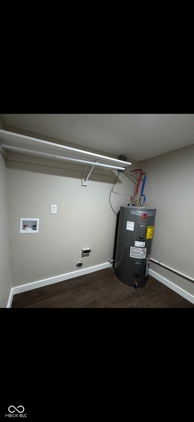 utility room with electric water heater