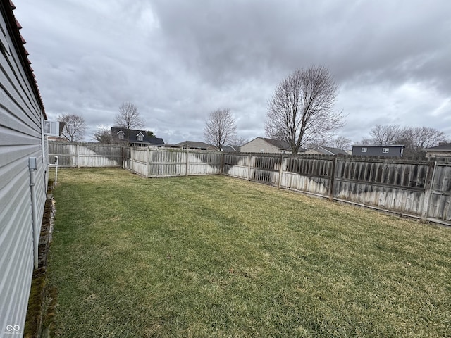 view of yard featuring a fenced backyard