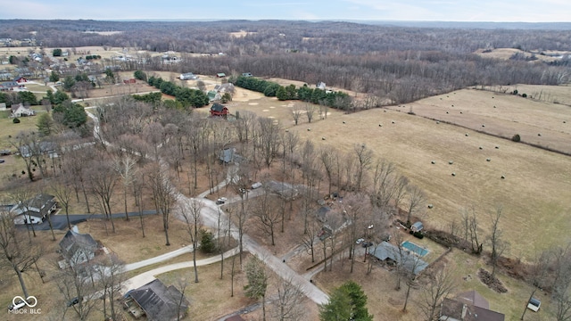 aerial view featuring a rural view