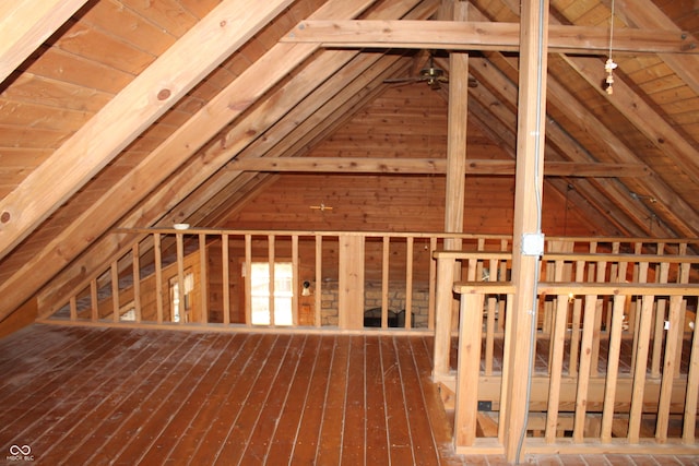 view of unfinished attic