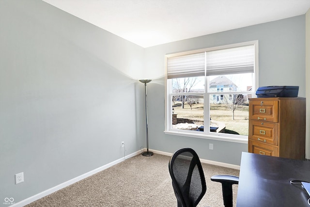 office space with carpet floors and baseboards