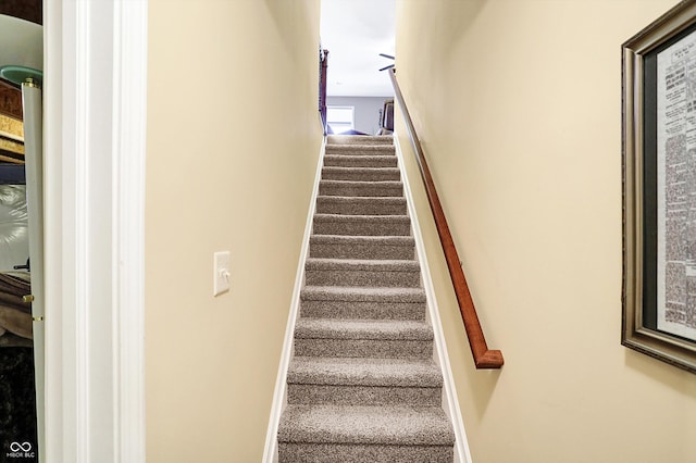 stairway with baseboards