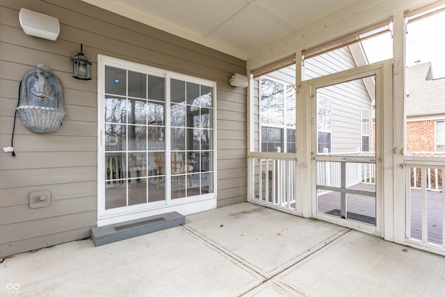 view of unfurnished sunroom