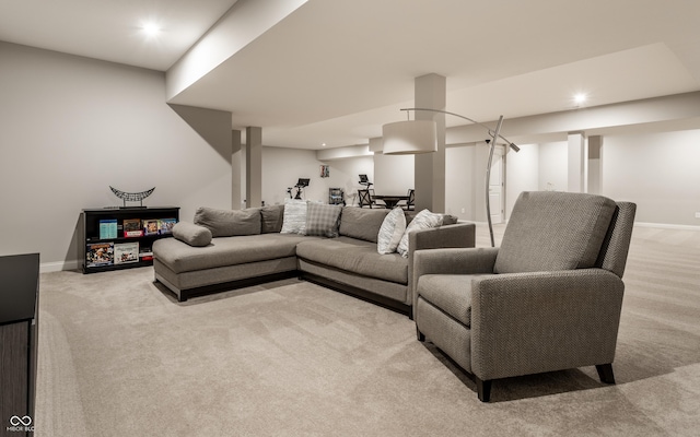 804 Whispering Oaks Dr, Carmel, IN 46032 - living room featuring carpet, baseboards, and recessed lighting
