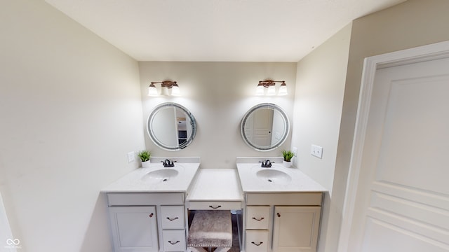 bathroom featuring two vanities and a sink