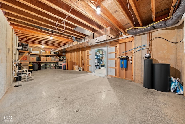 view of unfinished basement