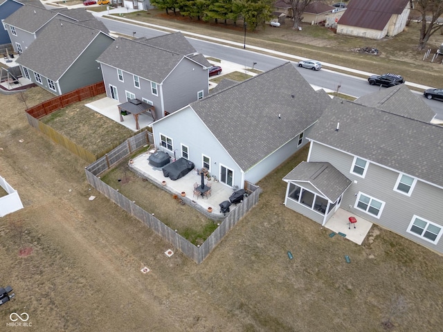 bird's eye view with a residential view