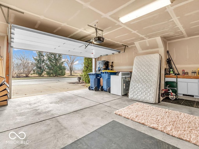 garage with a garage door opener