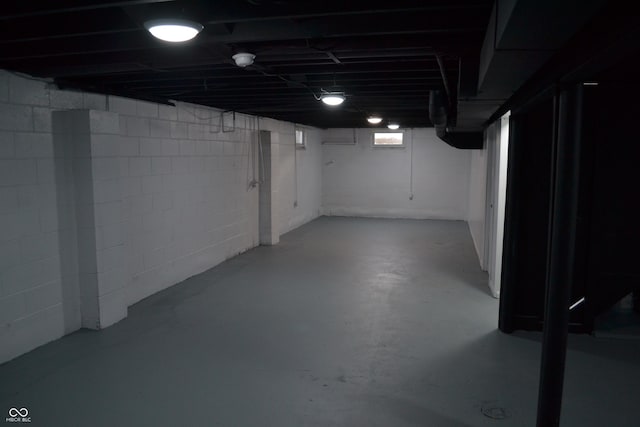 view of unfinished basement