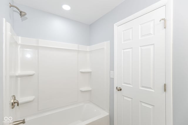 full bath with recessed lighting and shower / bathtub combination