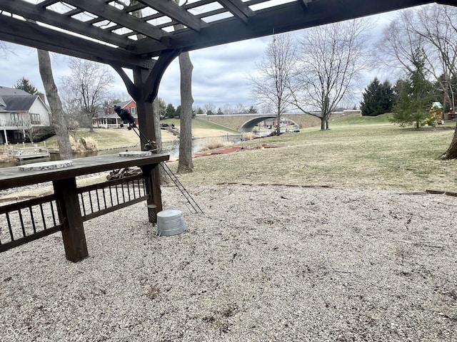 view of yard with a pergola