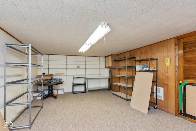 storage area featuring a garage and visible vents