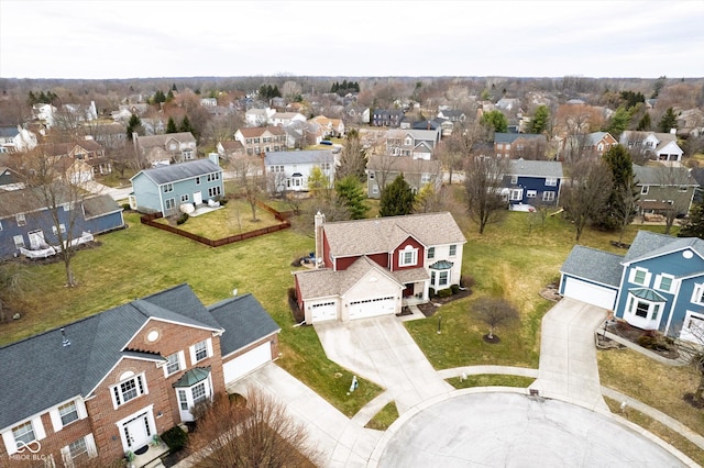 aerial view with a residential view