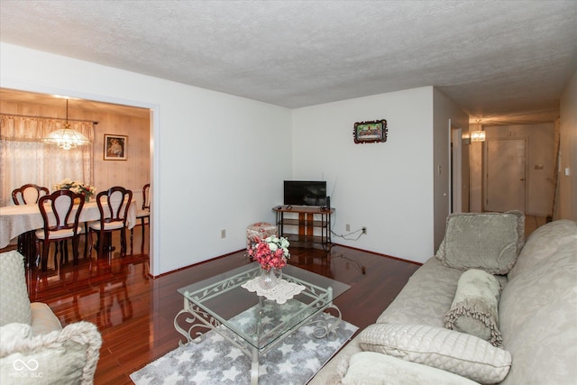 1612 Westbay Ct, Indianapolis, IN 46260 - living area featuring wood finished floors, a chandelier, baseboards, and a textured ceiling