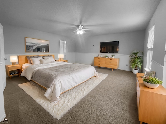 bedroom featuring carpet floors and a ceiling fan