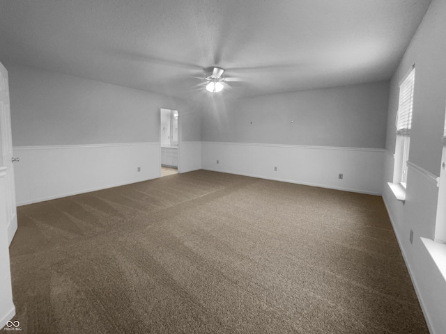 additional living space with carpet floors and a ceiling fan