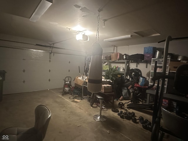 garage with a garage door opener