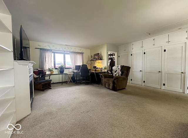 interior space with a fireplace