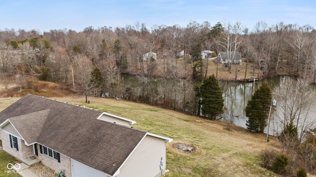 aerial view with a wooded view