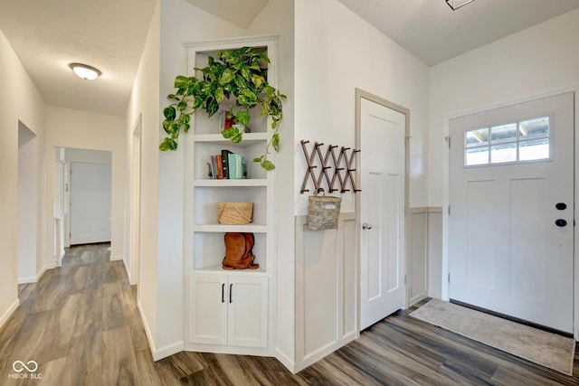 foyer with wood finished floors