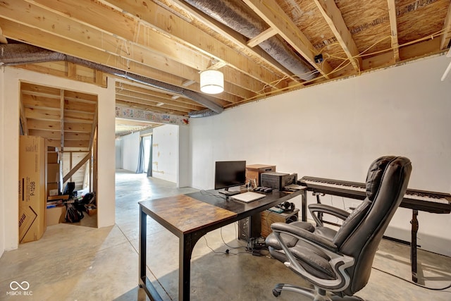 office space with concrete floors