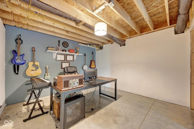 office space featuring concrete floors