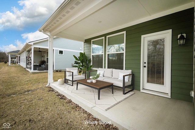 view of patio with an outdoor living space