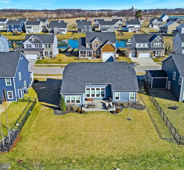 bird's eye view with a residential view