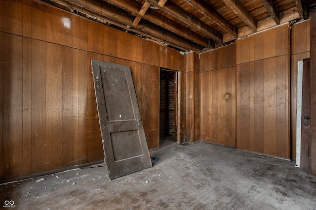 interior space with wooden walls