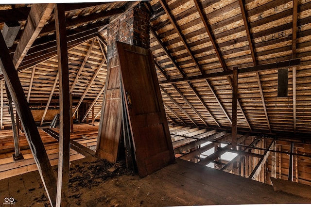 view of unfinished attic