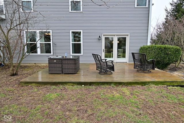 wooden terrace with central air condition unit