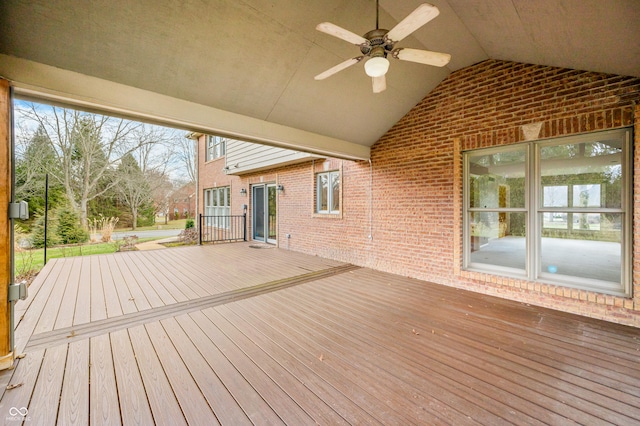 deck featuring ceiling fan