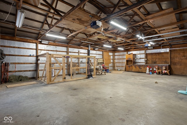 garage with a garage door opener