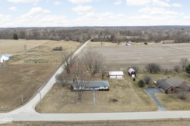 drone / aerial view with a rural view