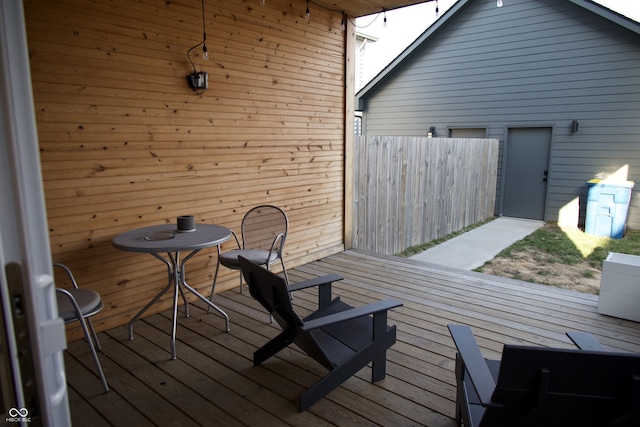 wooden deck featuring fence