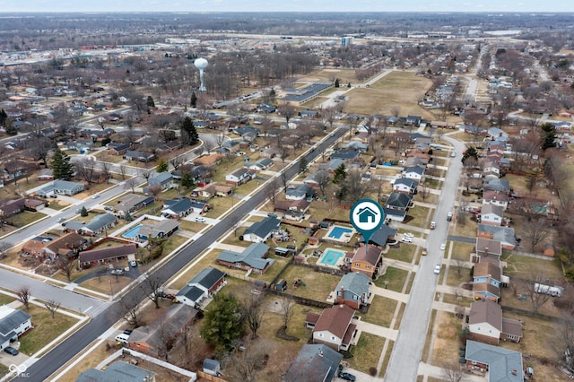 bird's eye view with a residential view