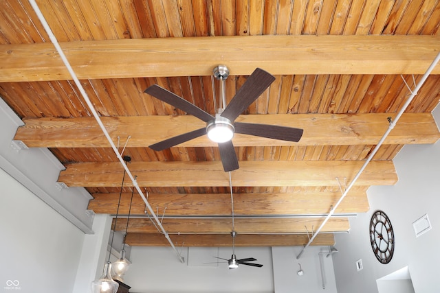 details with wooden ceiling and beamed ceiling