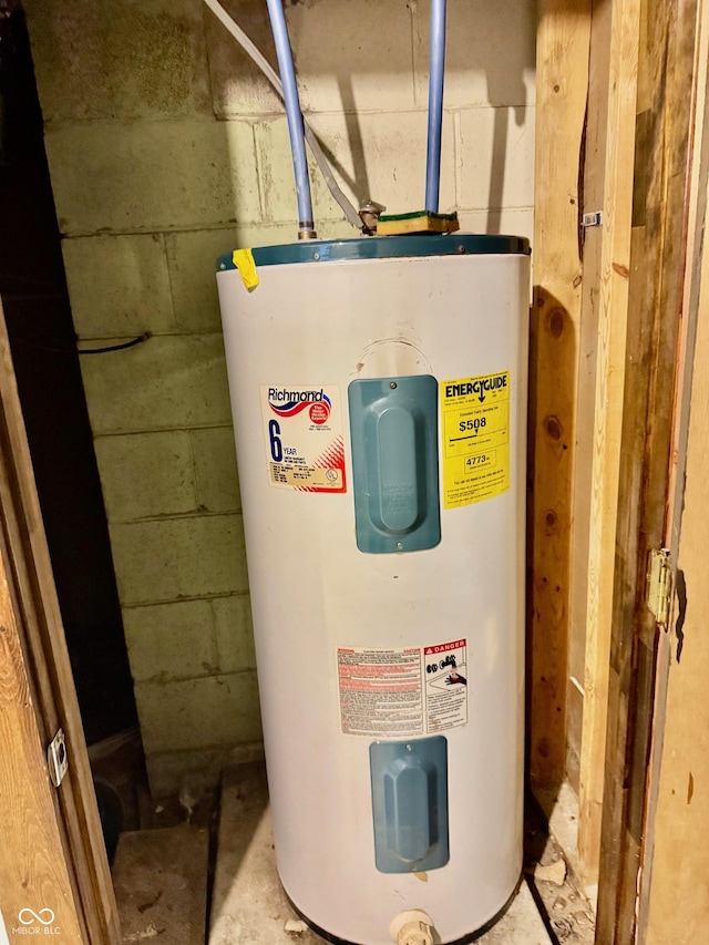 utility room with water heater