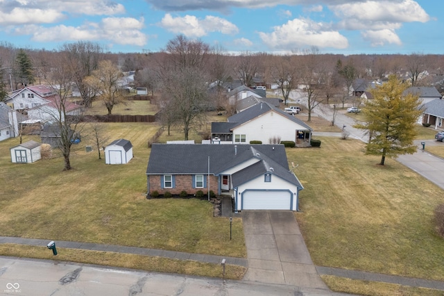 aerial view with a residential view