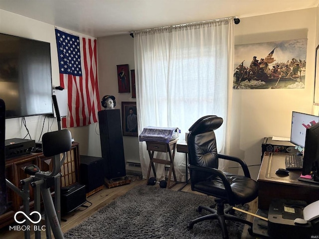 office area with wood finished floors