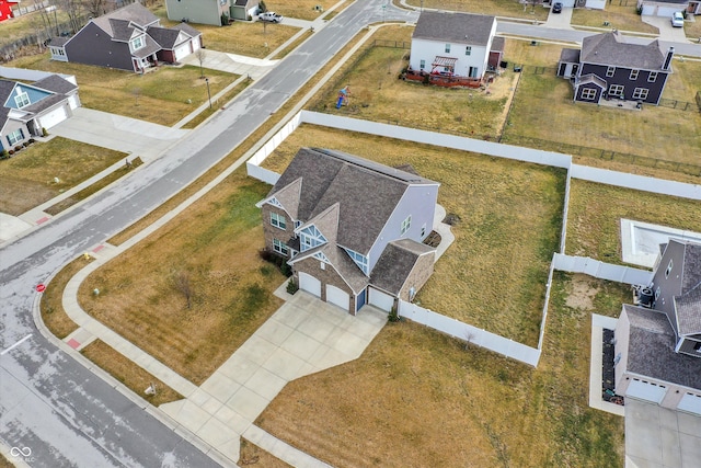 aerial view with a residential view