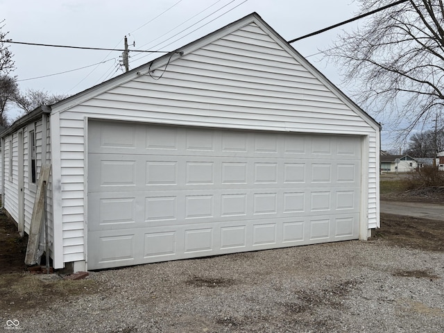 view of detached garage