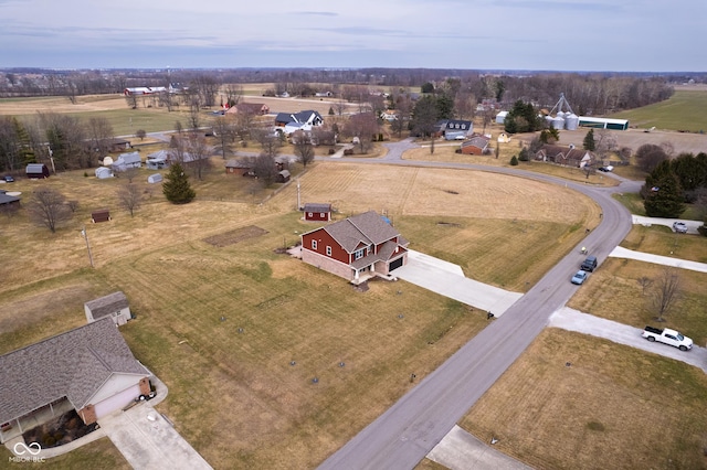 bird's eye view with a rural view