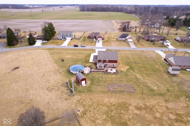 bird's eye view with a rural view