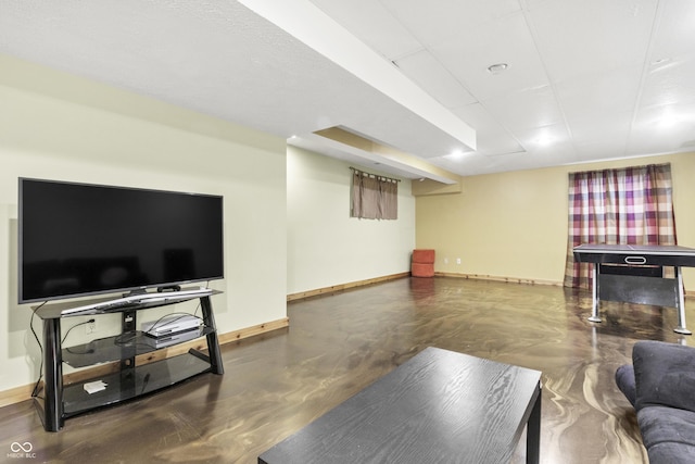 living area with baseboards